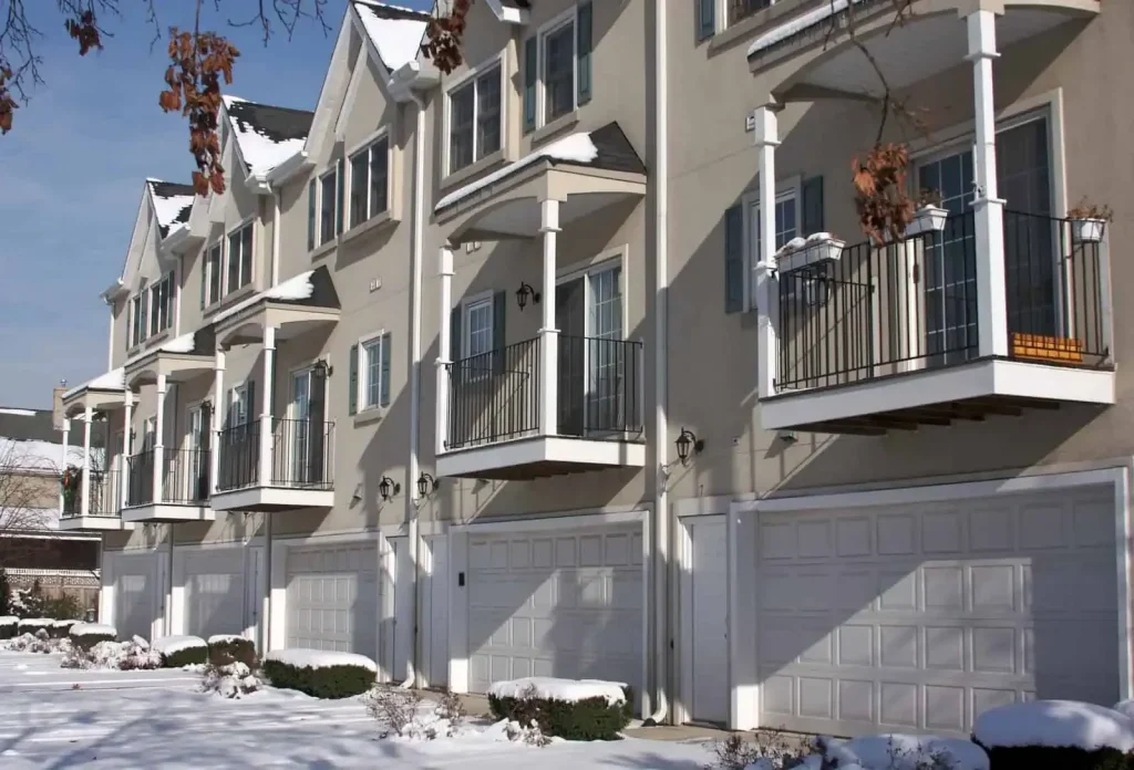 Snowy Townhouses Exterior Nassau County New York
