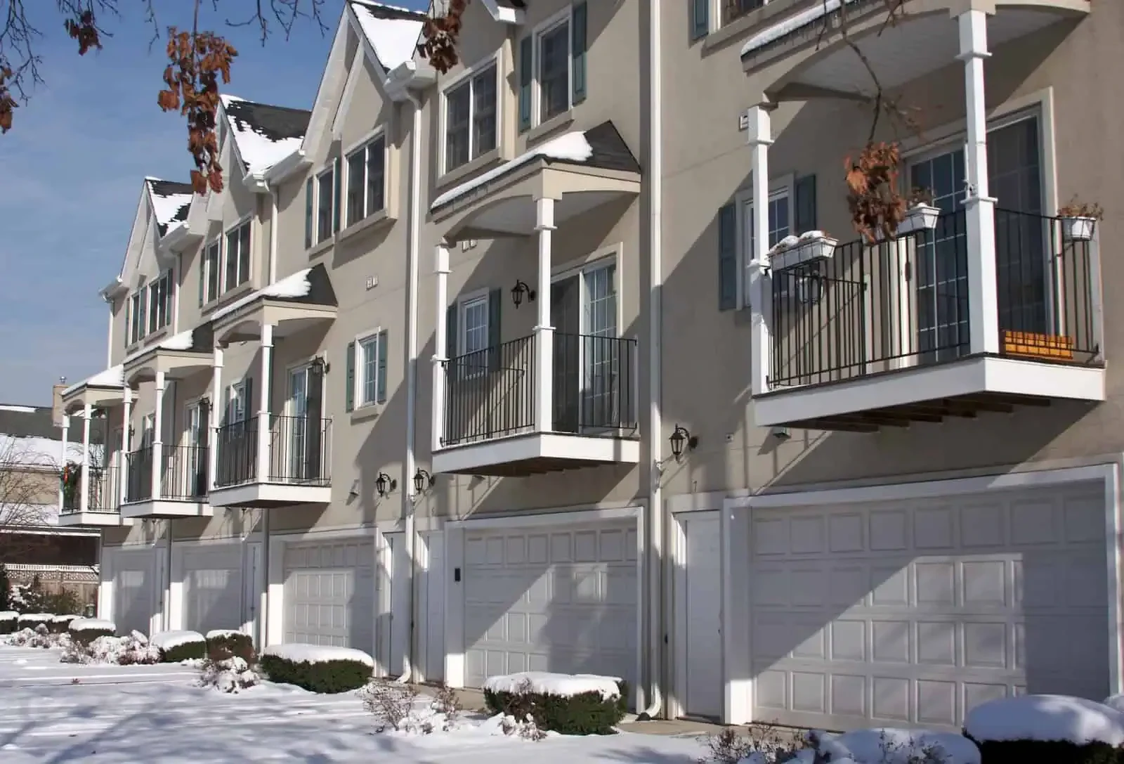 Snowy Townhouses Exterior Nassau County New York