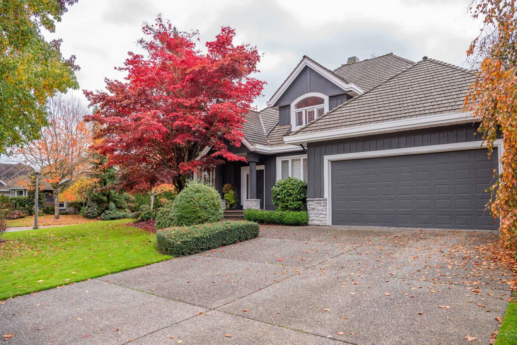 Suburban House Autumn Trees Nassau County New York